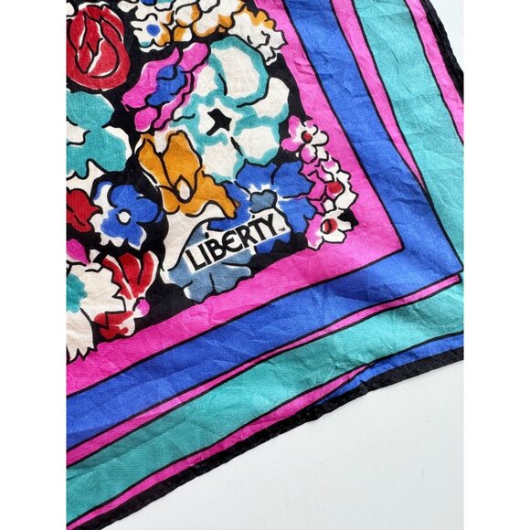 Vintage LIBERTY Floral Silk Habotai 16.5" x 16.5" Square Scarf - Picture 6 of 10